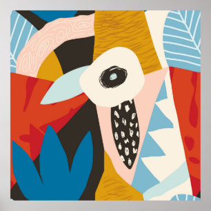 Collage zeitgenössische blumenhawaiianische Muster Poster