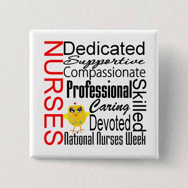 Collage zur Erkennung von Krankenschwestern: Woche Button (Vorderseite)
