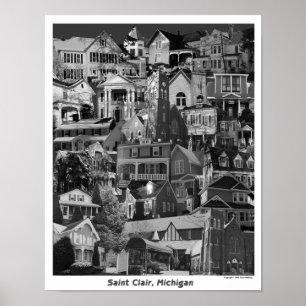 Collagen-Plakat, Heiliges Clair Michigan Poster