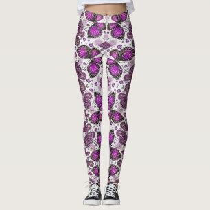 Collants à motif batik papillon violet