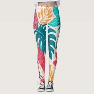 Collants à motif de feuilles de jungle tropicale
