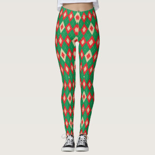 Collants à motif écossais rouge et vert festif