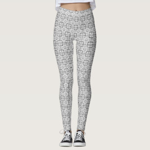 Collants à motif géométrique carré noir et blanc