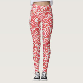 Collants à motif gribouillé rouge et blanc