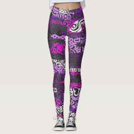 Collants à motif gribouillé violet