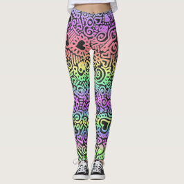 Collants à motif gribouillis pastel
