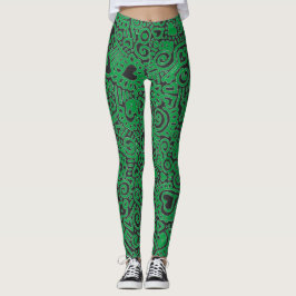 Collants à motif gribouillis vert