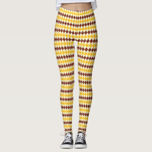 Collants à motif tartan écossais brun-jaune