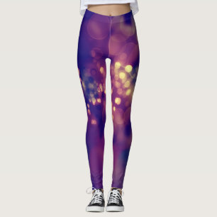 Collants abstraits à motif bokeh rose et violet
