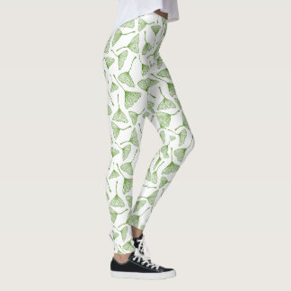 Collants blancs élégants avec feuille de ginkgo ve
