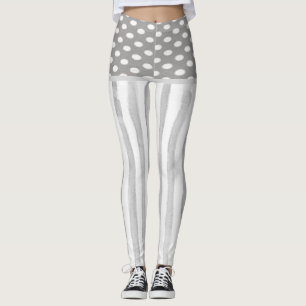 Collants Cercles Rayure Grise Blanche