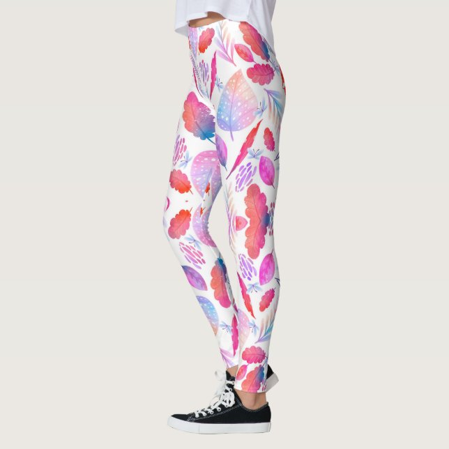 Collants colorés avec un motif vibrant de rose (Gauche)