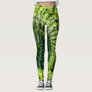 Collants d'art fractal jaune vert