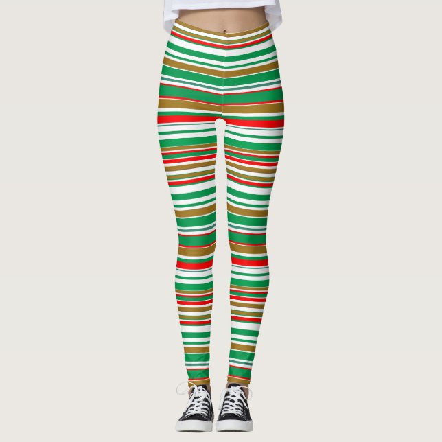 Collants de Noël rayés avec impression intégrale (Devant)