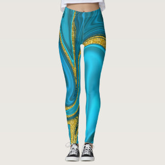 Collants décoratifs turquoise doré marbré