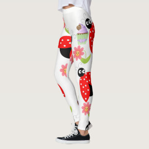 Collants floraux cupcake rouge coccinelle