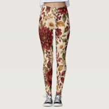 Collants floraux élégants bordeaux automne