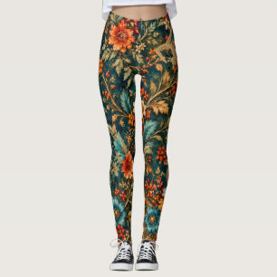 Collants Floraux Sarcelle Élégants