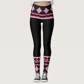 Collants graphiques noirs et roses audacieux