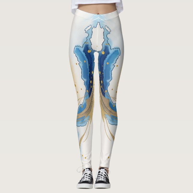 Collants imprimés blanc-or-bleu (Devant)