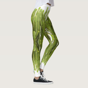 Collants imprimés de plante succulente verte funky