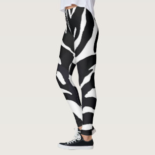 Collants imprimés zèbre noir et blanc
