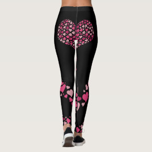 Collants Love Heart Fesses Noir Cœurs Rose Mignons