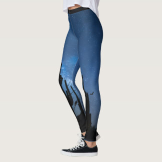 Collants Maison Effrayante et Nuit Bleue Étoilée