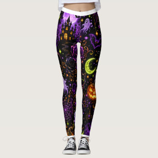 Collants Neon Halloween Chat Noir et Fantôme