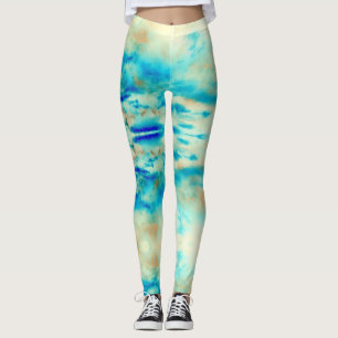 Collants nuages turquoise bleu crème abstraits