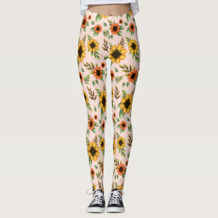 Collants ornés d'un motif de tournesol vibrant
