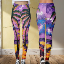 Collants Paradis Tropical Pourpre – Palme Coucher