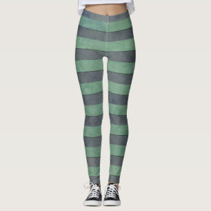 Collants rayés vert moyen et gris foncé