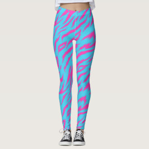 Collants rose flamboyant avec fond bleu clair