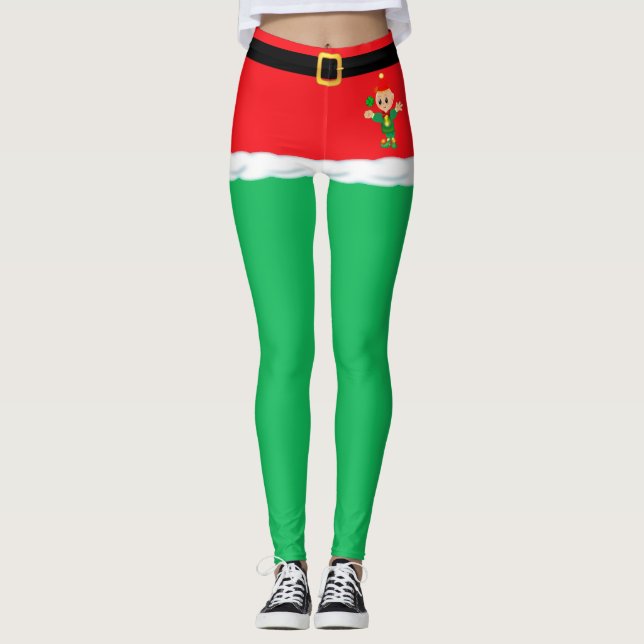 collants vert elf de Noël (Devant)
