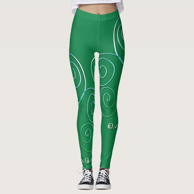Collants verts St. Patrick au Trèfle Bouclé (Devant)