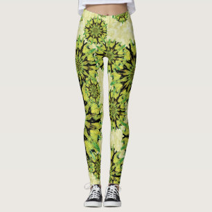 Collants verts tropicaux à cercles de corail