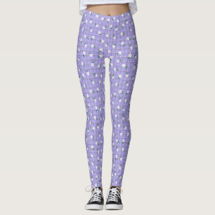 Collants violets à motif carreaux et petites margu