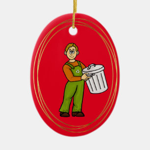 Collecteur de déchets masculins Ornement de Noël