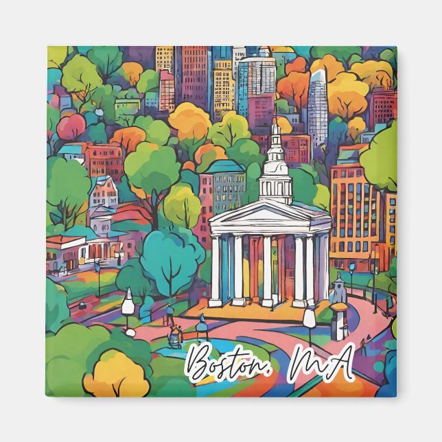 Collectible Funky City Magnet - Boston, MA (Vorne)