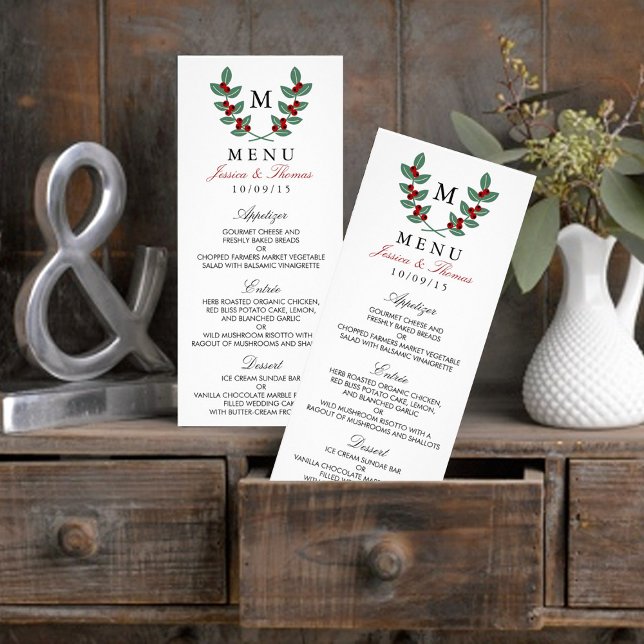 Collection de Mariages Monogram Berry Bush - Menu (Créateur téléchargé)