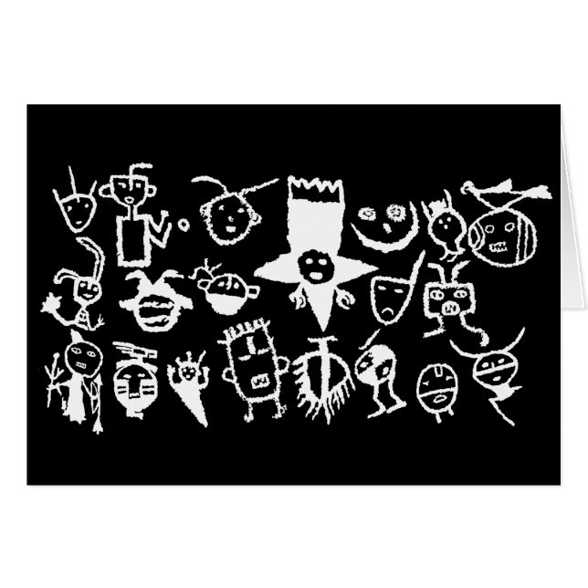 Collection de pétroglyphes, masques et têtes (Devant horizontal)