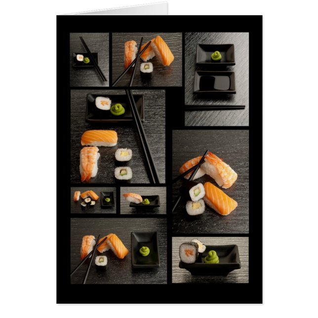 Collection de sushi sur l'arrière - plan noir (Devant)