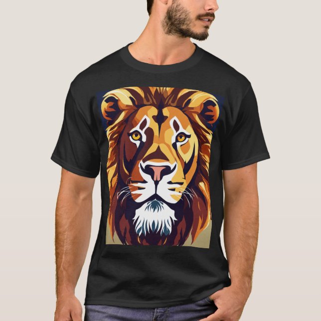 "Collection de T-shirts de Lion géométrique royal" (Devant)