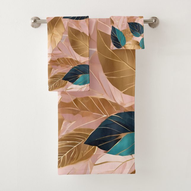 Collection moderne de Feuilles Boho en or rose vif (En situation)