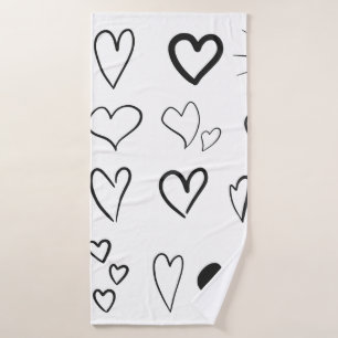 Collection of hand drawn hearts isolated on white