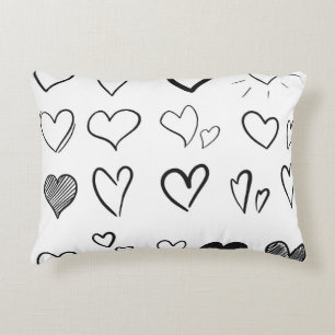 Collection of hand drawn hearts isolated on white  dekokissen