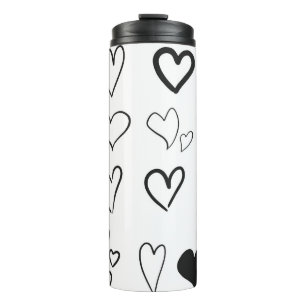 Collection of hand drawn hearts isolated on white thermosbecher