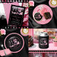 Glam Pink Black Fashion 18th Birthday Party Untersetzer (Pink and black French-look couture fashion birthday party - custom faux glitter ages - 18 to 100  
)