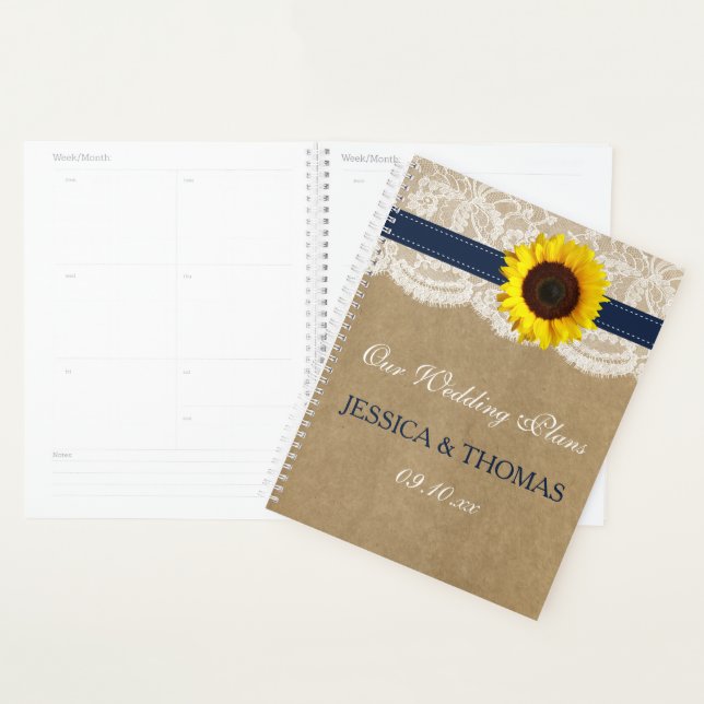 Collection Rustique de Mariages de tournesol Kraft (Devant avec enveloppe)